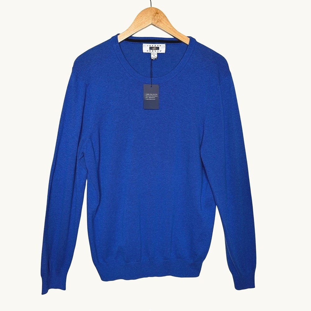 New Joseph Abboud Sweater Mens Medium Royal Blue Pima Cotton Crew Neck Pullover